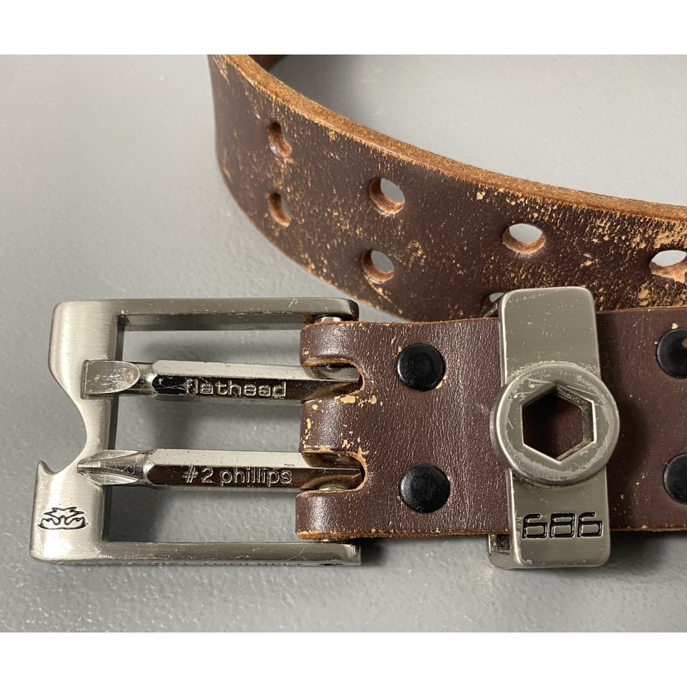 686 Original Tool Belt Men's 30" - 34" Brown Leather Silver Hardware